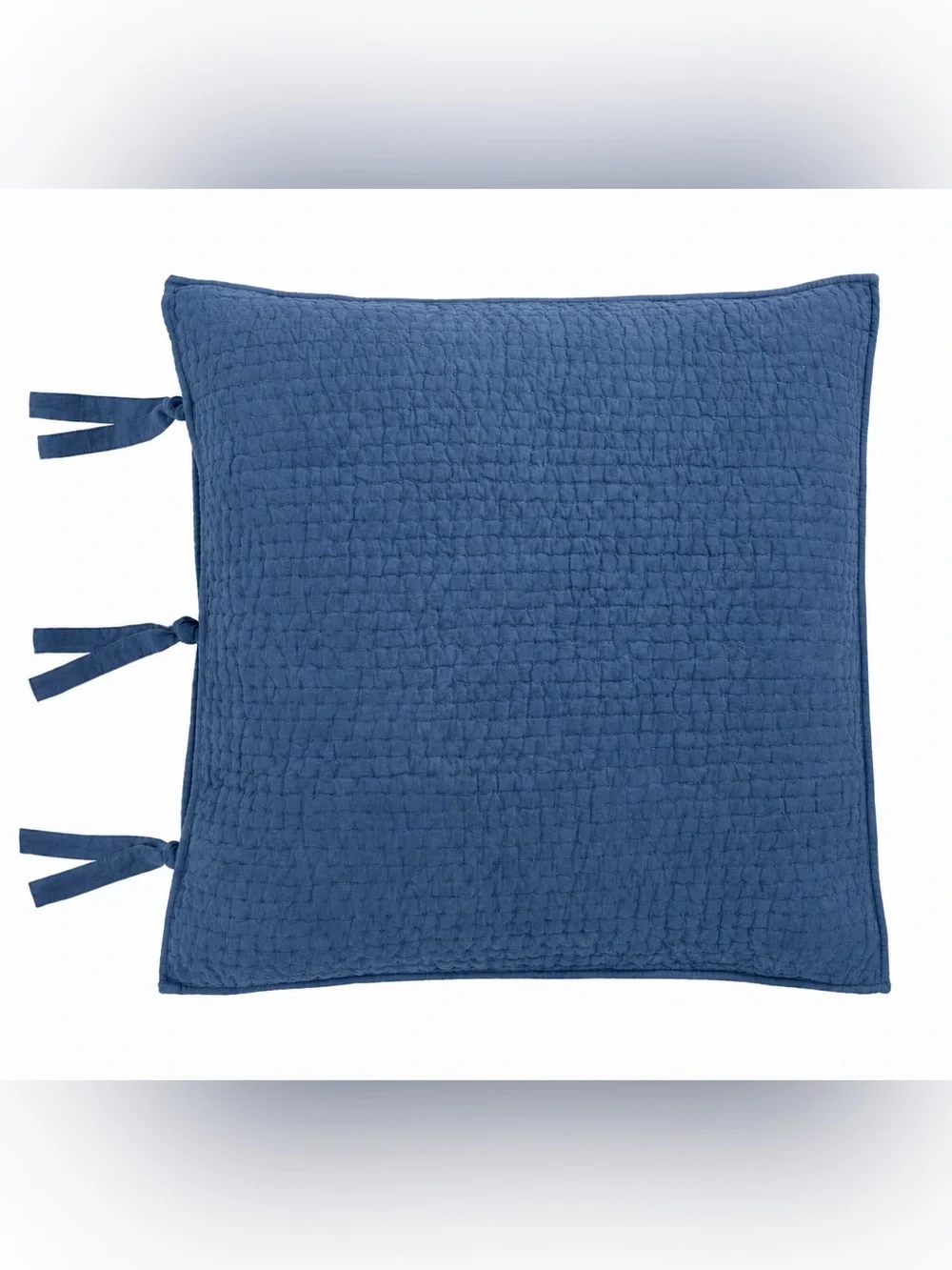 Pottery Barn Blue Pick-Stitch Cotton Linen Twin Quilt & 26” Euro Sham Set